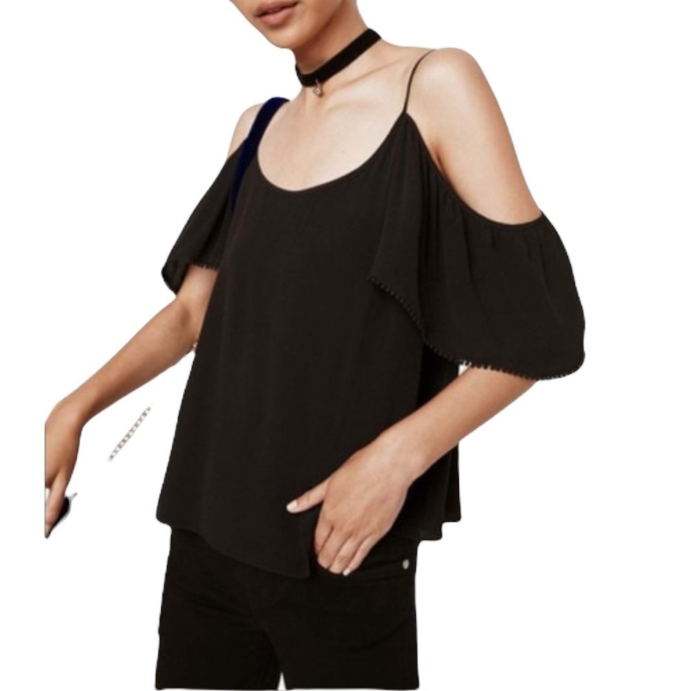 Rebecca Minkoff Cold Shoulder Black Blouse Top S